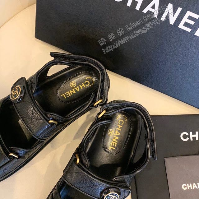 Chanel女鞋 香奈兒20ss新款魔術貼涼鞋 Chanel休閒涼鞋  naq1160